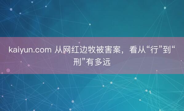 kaiyun.com 从网红边牧被害案，看从“行”到“刑”有多远