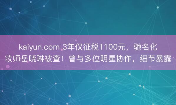 kaiyun.com 3年仅征税1100元，驰名化妆师岳晓琳被查！曾与多位明星协作，细节暴露
