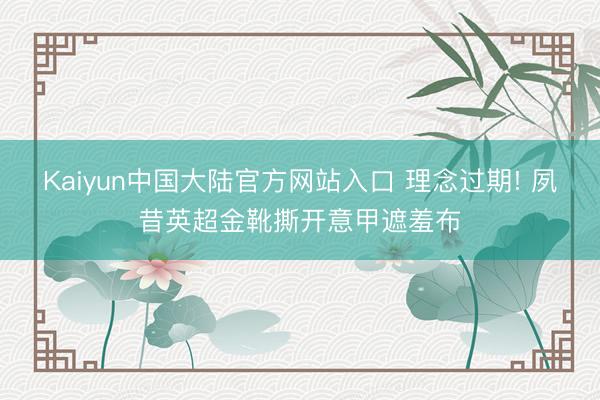 Kaiyun中国大陆官方网站入口 理念过期! 夙昔英超金靴撕开意甲遮羞布