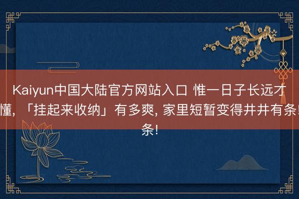 Kaiyun中国大陆官方网站入口 惟一日子长远才懂, 「挂起来收纳」有多爽, 家里短暂变得井井有条!
